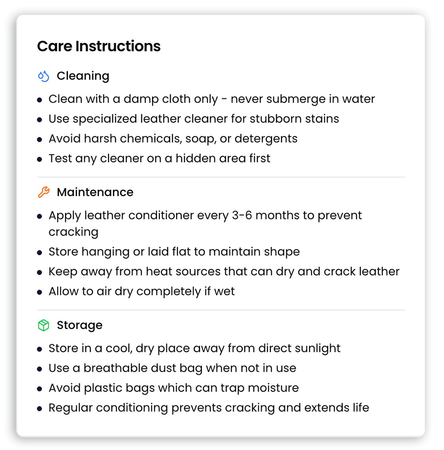 Leather belts DPP overview